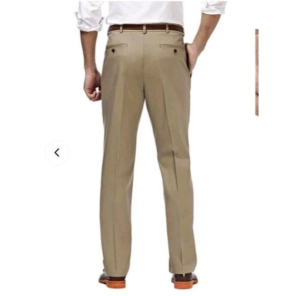 Haggar Dress Pants Mens Size 40x29 Pleated Khaki Color Expandable Waist Band - Picture 2 of 12